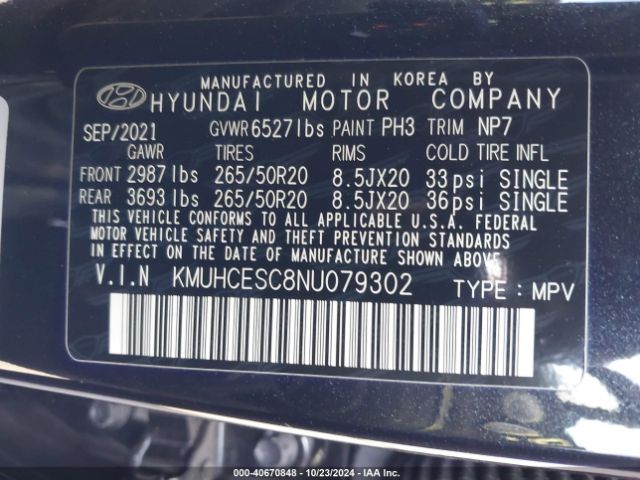 KMUHCESC8NU079302 Genesis Gv80 3.5t Awd Advanced