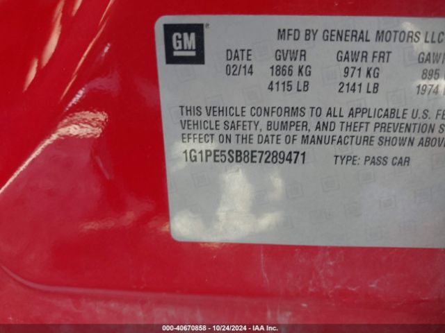 1G1PE5SB8E7289471 Chevrolet Cruze 2lt Auto