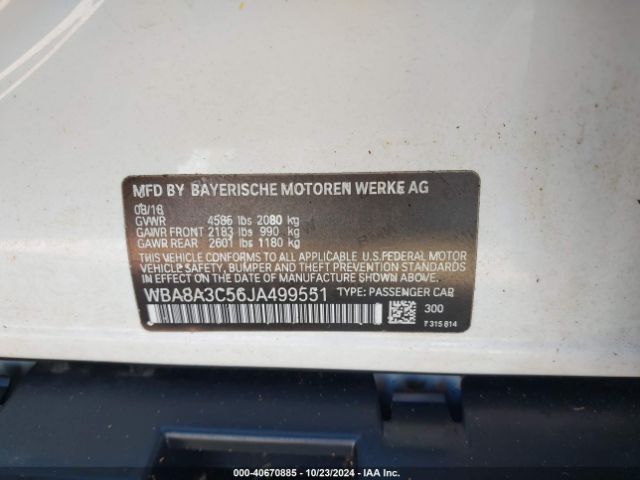 WBA8A3C56JA499551 BMW 320i Xdrive