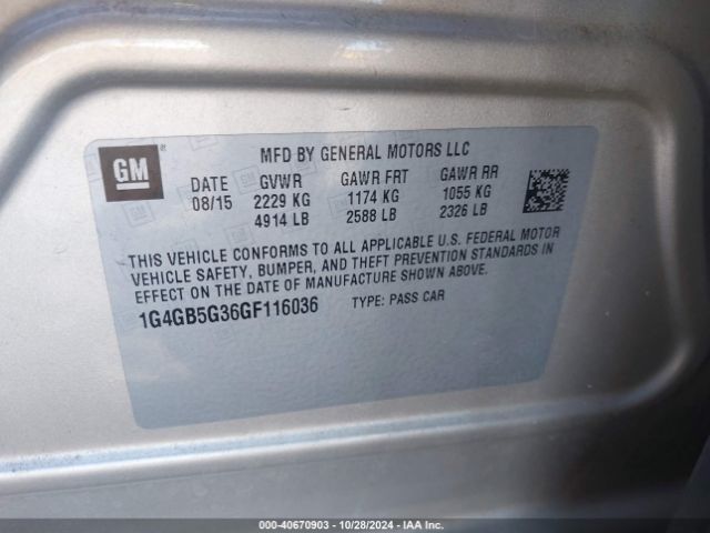 1G4GB5G36GF116036 Buick Lacrosse Leather
