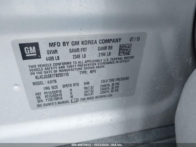 KL4CJGSB7FB255110 Buick Encore Leather