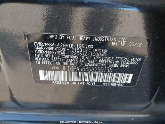 JF1GPAU64G8299136 Subaru Impreza 2.0i Sport Limited