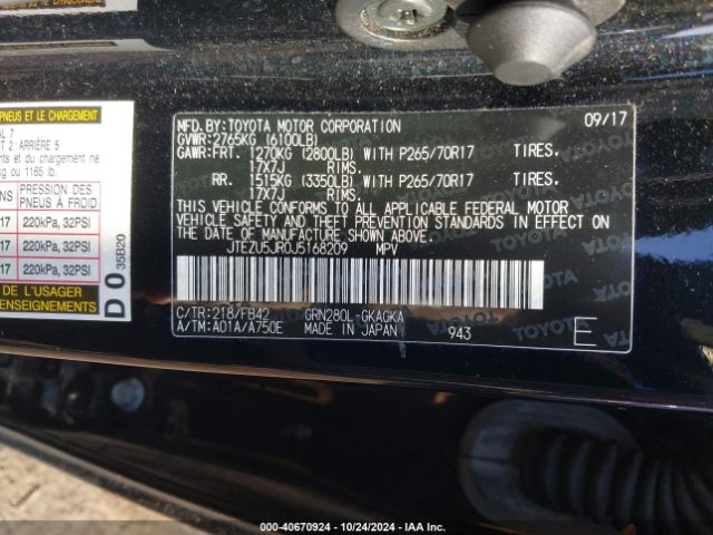 2018 TOYOTA 4RUNNER JTEZU5JR0J5168209 Photo 8