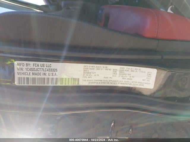 1C4SDJCT7LC433326 Dodge Durango R/t Awd