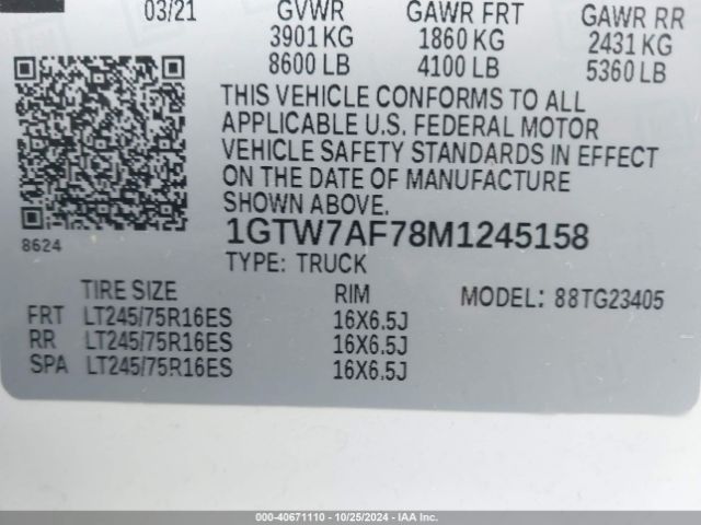 1GTW7AF78M1245158 GMC Savana Cargo Rwd 2500 Regular Wheelbase Work Van