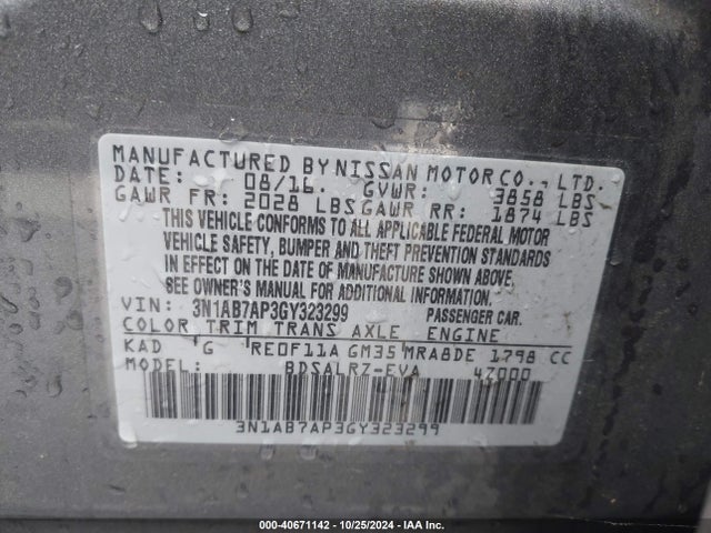 Nissan SENTRA SR 2016 3N1AB7AP3GY323299 Image 9