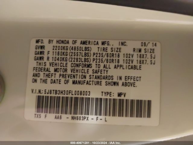 5J8TB3H30FL008003 Acura RDX