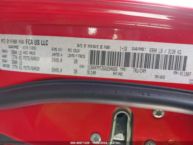 1C6RR7MT2GS234026 RAM 1500 Sport