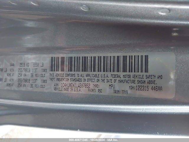 1C4HJXEN1LW207852 Jeep Wrangler Unlimited Sahara 4x4