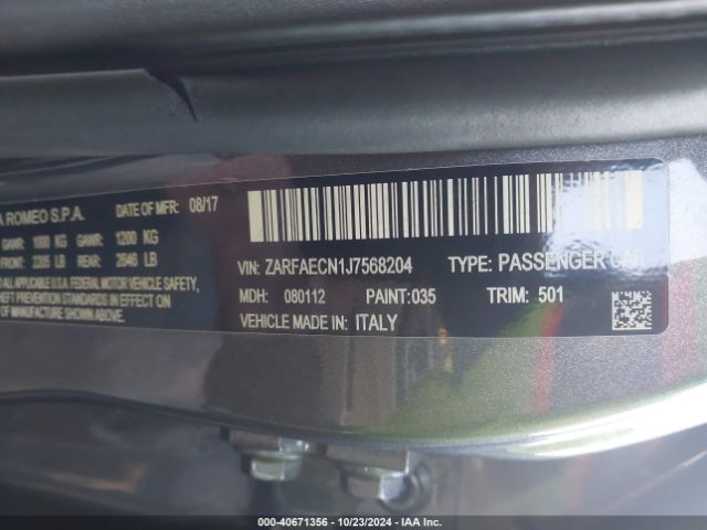 ZARFAECN1J7568204 Alfa Romeo Giulia Ti Lusso Rwd