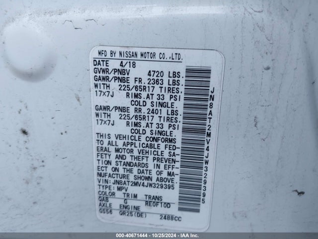 Nissan ROGUE SV 2018 JN8AT2MV4JW329395 Image 9