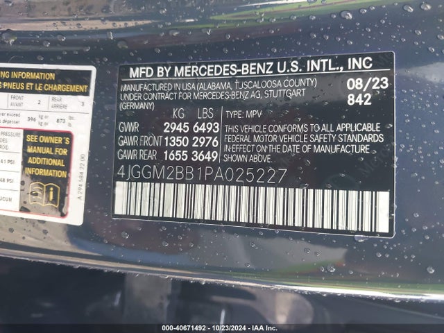 4JGGM2BB1PA025227 Mercedes-Benz Eqe 350+ Suv