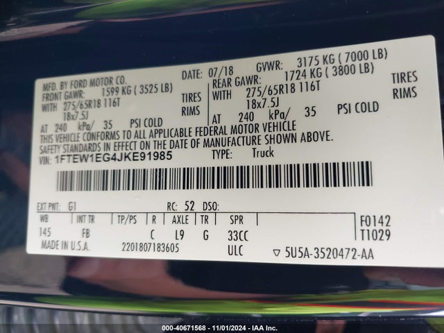Ford F-150 Xlt 2018 1FTEW1EG4JKE91985 Image 9