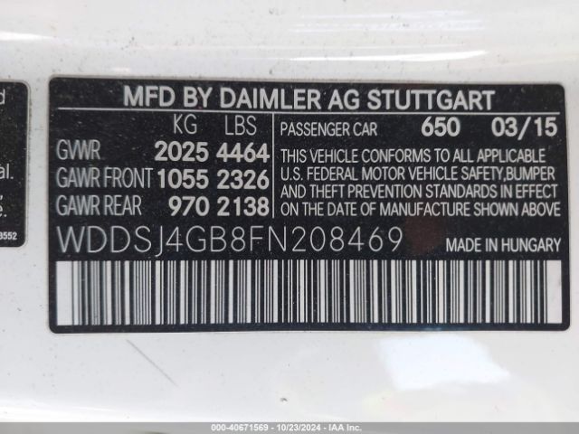 WDDSJ4GB8FN208469 Mercedes-Benz CLA 250 4MATIC