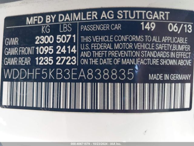 WDDHF5KB3EA838835 Mercedes-Benz E 350