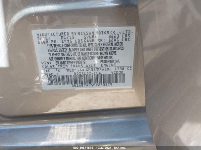 3N1AB7AP5FY293379 Nissan Sentra Fe+ S/s/sl/sr/sv