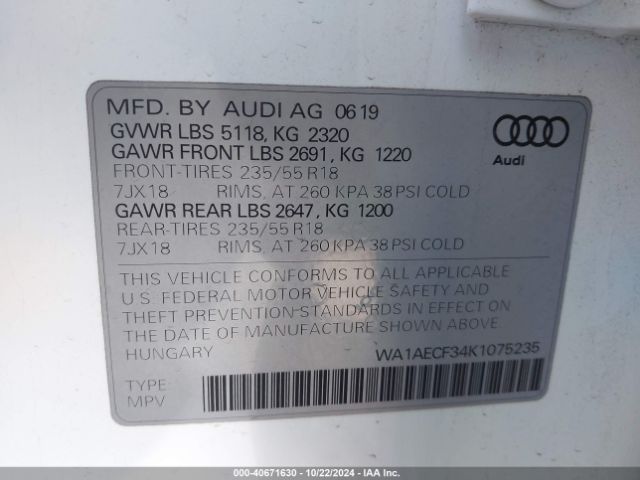 WA1AECF34K1075235 Audi Q3 2.0t Premium