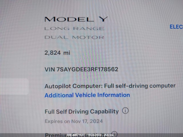2024 TESLA MODEL Y 7SAYGDEE3RF178562 Photo 8