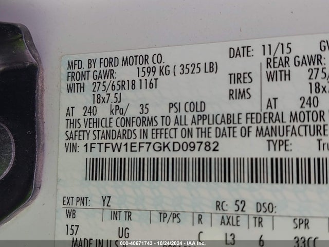 Ford F-150 Xlt 2016 1FTFW1EF7GKD09782 Image 9