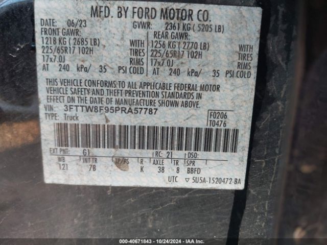3FTTW8F95PRA57787 Ford Maverick Xlt