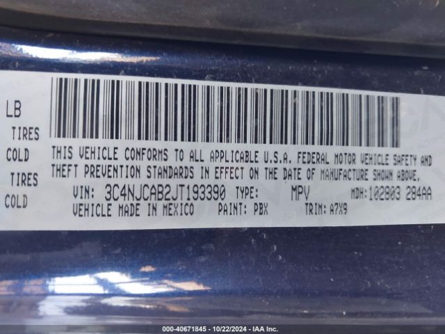 3C4NJCAB2JT193390 Jeep Compass Sport Fwd
