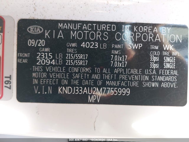 KIA SOUL EX 2021 KNDJ33AU2M7755999 Image 9