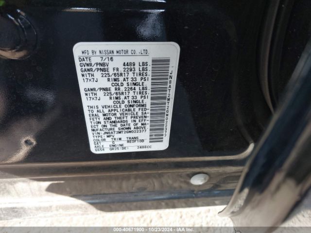 JN8AT2MT2GW022377 Nissan ROGUE S