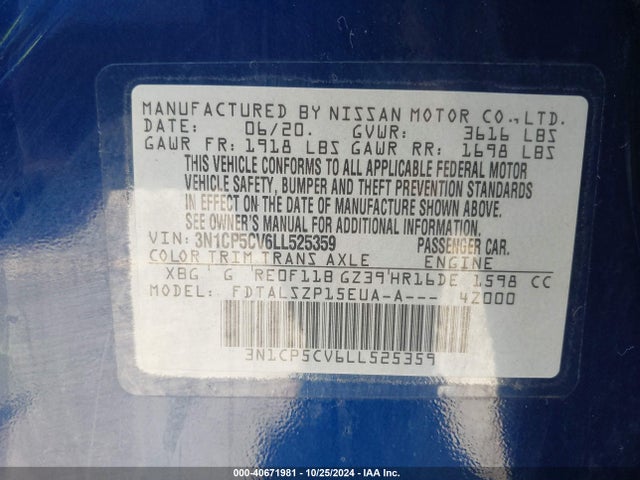 Nissan Kicks Sv Xtronic Cvt 2020 3N1CP5CV6LL525359 Image 9