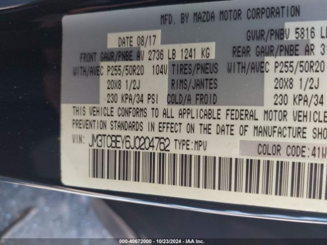 JM3TCBEY6J0204762 Mazda Cx-9 Signature