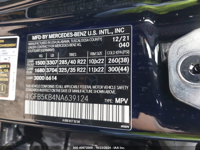 4JGFB5KB4NA639124 Mercedes-Benz Gle 450 4matic