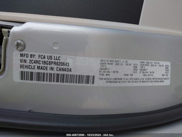 2C4RC1BG8PR620643 Chrysler Pacifica Touring L