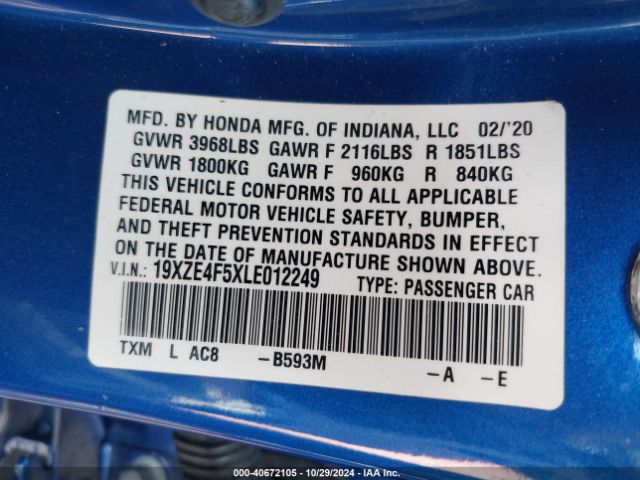 19XZE4F5XLE012249 Honda INSIGHT EX