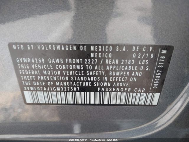 3VWL07AJ1GM327587 Volkswagen Jetta 1.8t Sel