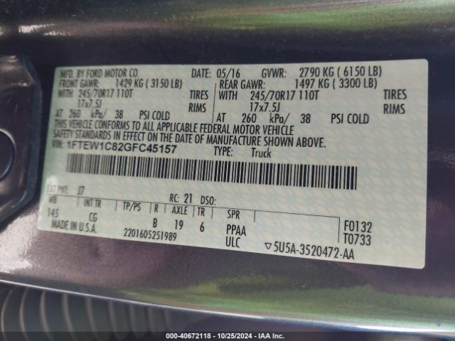 1FTEW1C82GFC45157 Ford F-150 Xl