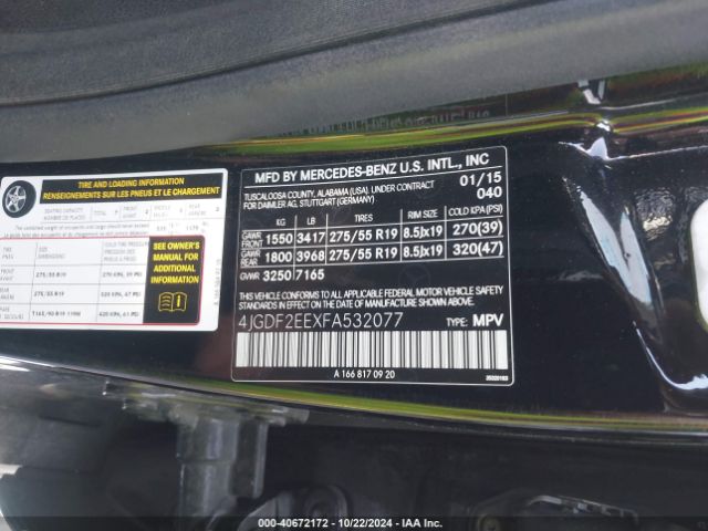4JGDF2EEXFA532077 Mercedes-Benz Gl 350 Bluetec 4matic