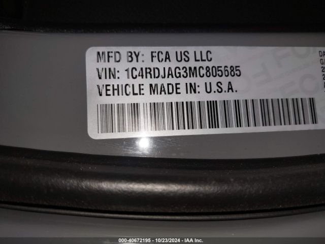 1C4RDJAG3MC805685 Dodge Durango Sxt Plus Awd