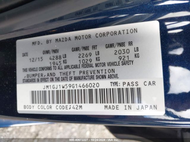 JM1GJ1W59G1466020 Mazda Mazda6 I Grand Touring