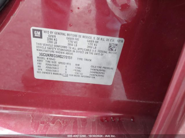 3GCUKREC6HG270151 Chevrolet Silverado 1500 1lt