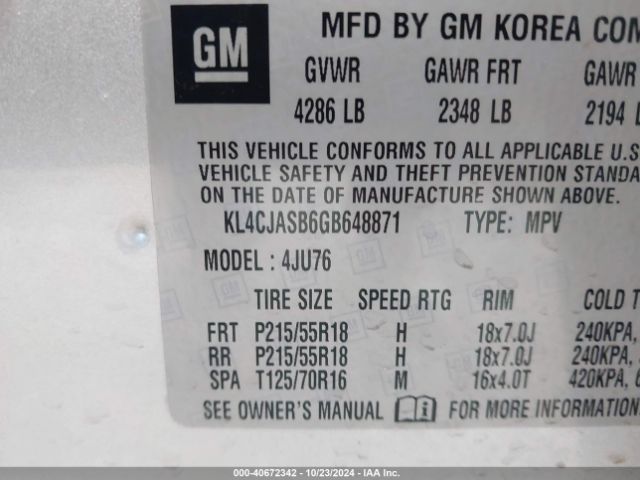 KL4CJASB6GB648871 Buick Encore