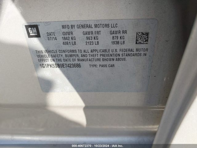 1G1PK5SB9E7423686 Chevrolet CRUZE LT