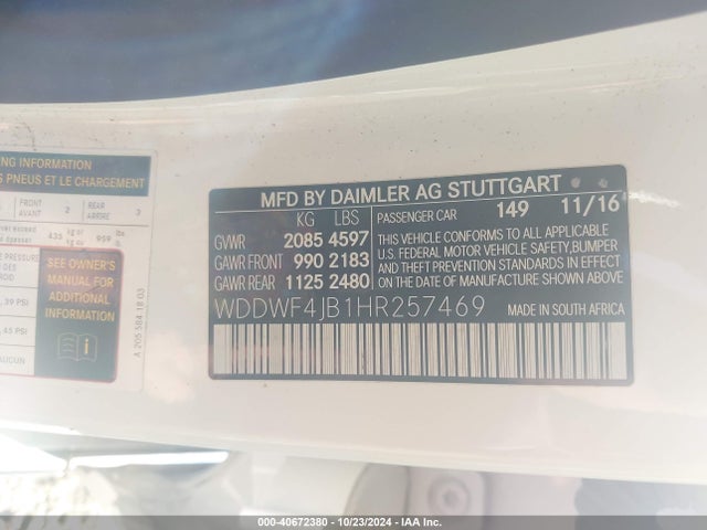 WDDWF4JB1HR257469 Mercedes-Benz C 300 Luxury/sport