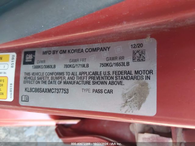 KL8CB6SAXMC737753 Chevrolet Spark Fwd Ls Automatic