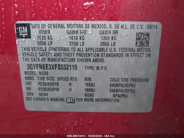 3GYFNEE3XFS532119 Cadillac Srx Luxury Collection