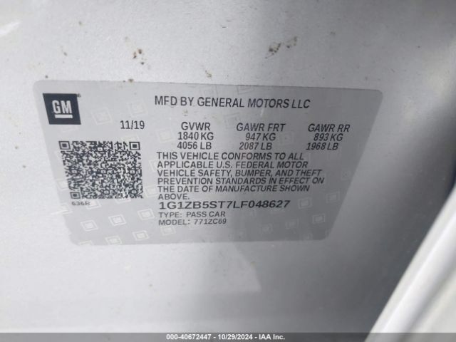 1G1ZB5ST7LF048627 Chevrolet Malibu Fwd Ls