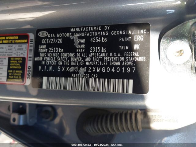 5XXG34J2XMG040197 KIA K5 EX