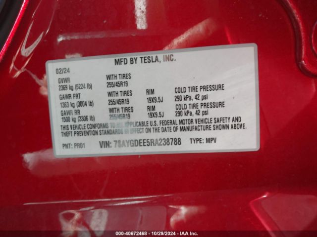 7SAYGDEE5RA238788 Tesla Model Y Long Range Dual Motor All-wheel Drive