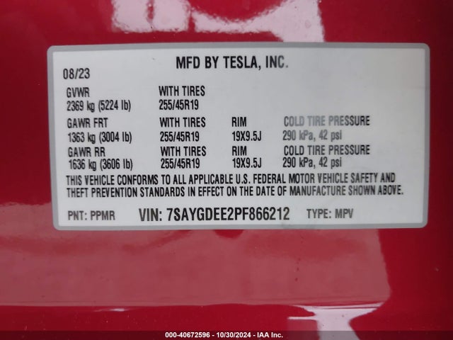 2023 TESLA MODEL Y 7SAYGDEE2PF866212 Photo 8
