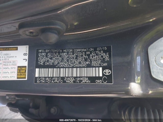 Toyota Prius Two 2015 JTDKN3DU2F0469690 Image 9