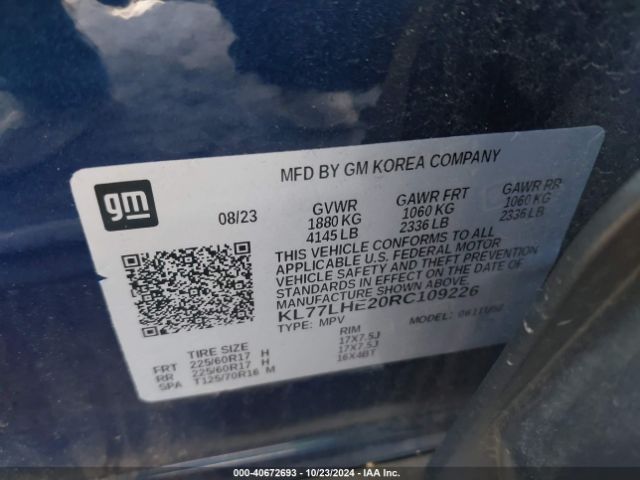 KL77LHE20RC109226 Chevrolet Trax Fwd Lt