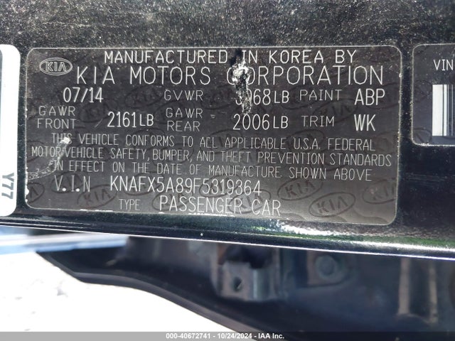 KIA FORTE EX 2015 KNAFX5A89F5319364 Image 9